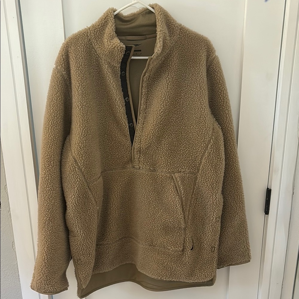 Nike Tan Button Up Fleece Sweater